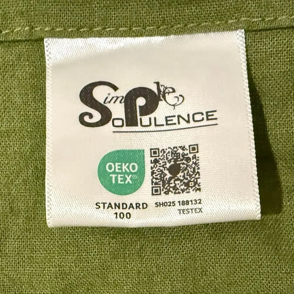 Simply Opulence Queen Linen Cotton Flat Sheet Olive Green 1 Piece Bedding